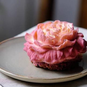 Flower Cake: Made in small batches and changing seasonally, this mousse based cake currently tastes of apple and rose with a hint of lemon.