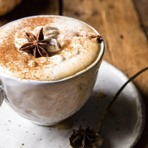 Pumpkin Spice Latte: Espresso beans ground and brewed into a cup with a delicious pumpkin syrup with steam milk. Topped with foam, cinnamon powder, and a clove.